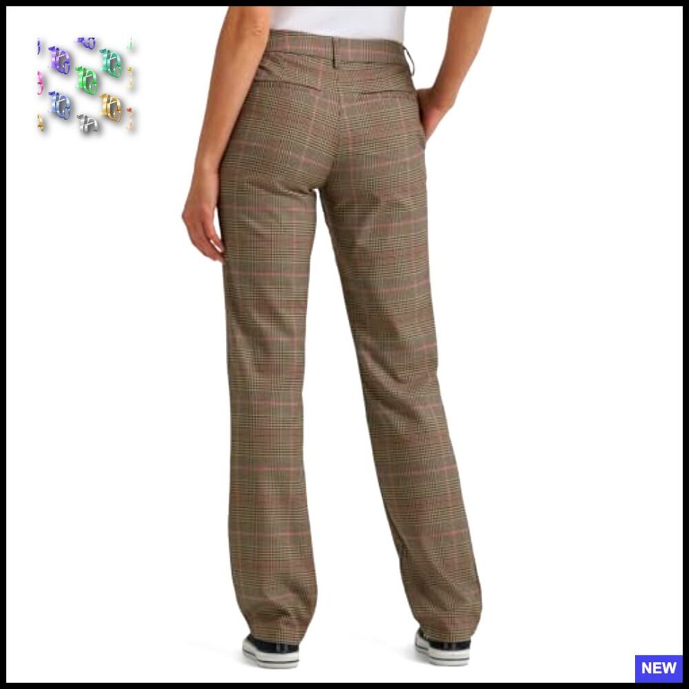 Relaxed Fit Straight Leg Pant Wrinkle Free Polyester Blend Casual Chic - Picture 2 of 5